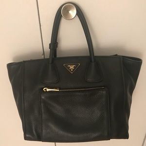 Prada Vitello Daino - Black Crossbody/Tote Handbag